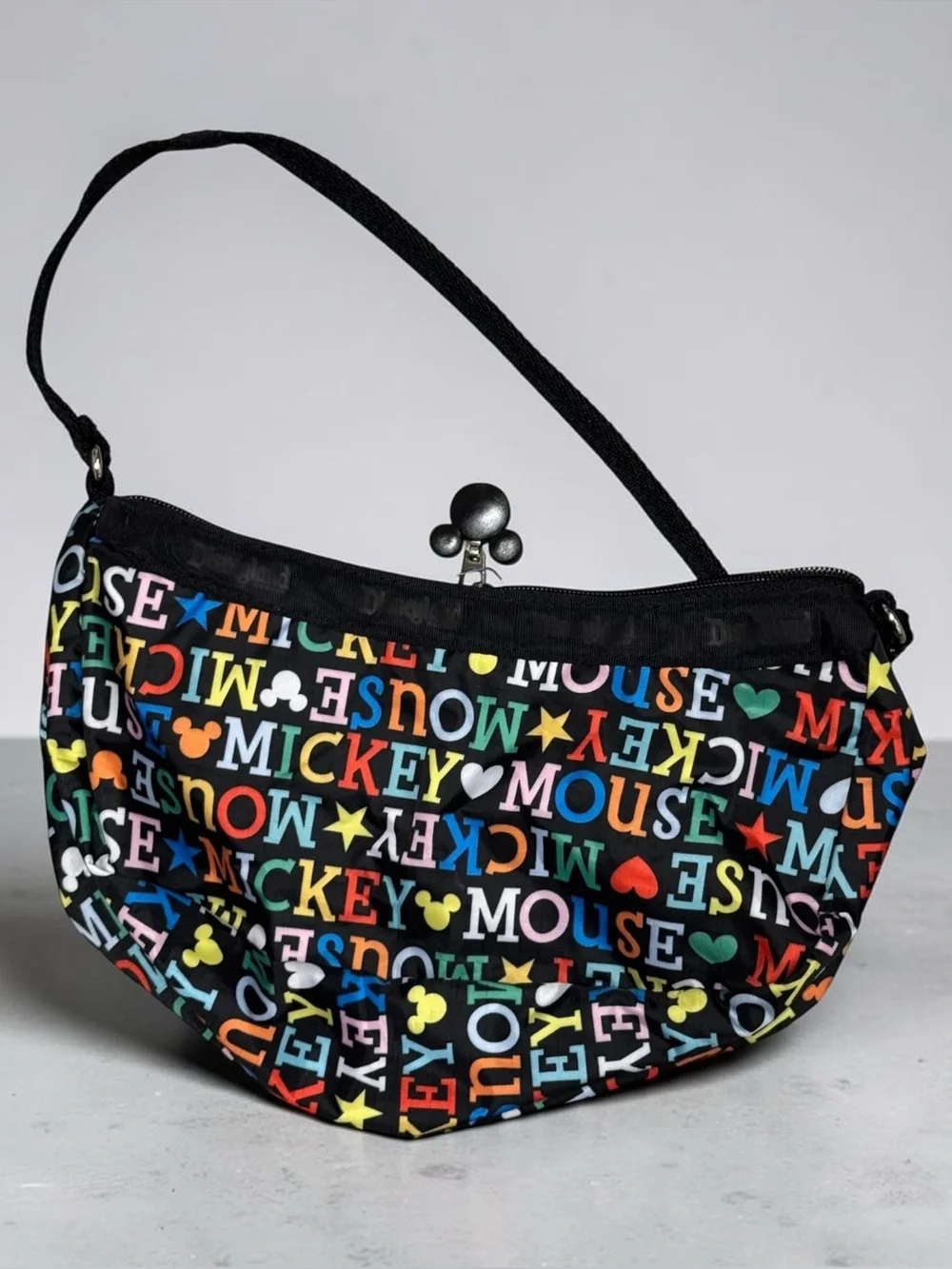 Disney Mickey Mouse Black Shoulder Bag Wristlet Multicolor Designer Minimalist